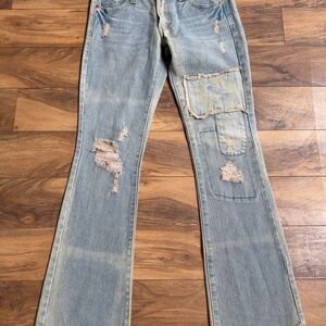 Levis Vintage 518 Y2K Superlow Boot Cut Patchwork Jeans | Size 5M X 30”
